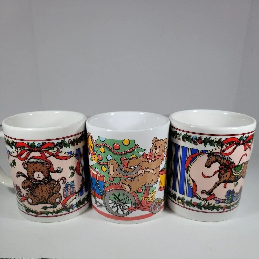 Sanyei Miyazaki Teddy Bear Lot Christmas‎ Coffee/Tea Cup/Mug A1 Excellent